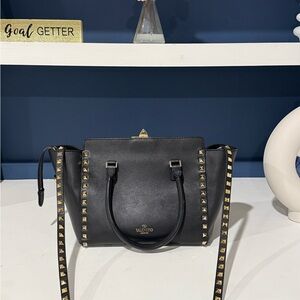 Valentino Black Crossbody Bag with Gold Studs Rockstar
